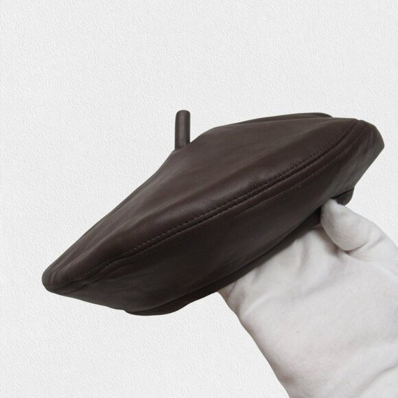 Eugenia Kim Carter Leather Beret - Chocolate Dark Brown